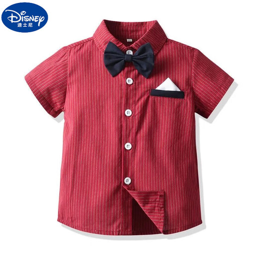 
Disney (Disney) children's suit handsome boys' dress British spring and summer shirt overalls flower boy's birthday suit summer suit, bow tie removable, crotch with snap button 90 feet (recommended height 80-85)