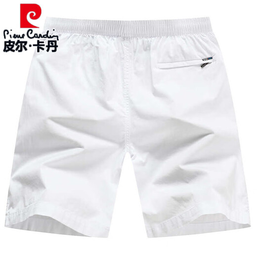 皮尔卡丹（pierre cardin）高端纯棉短裤男款夏季外穿宽松休闲五分裤全棉沙滩裤大裤衩白色针 P-深蓝【9277】拉链口袋 L 【115-135斤左右】