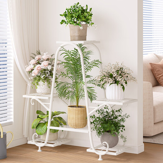 Wojia flower stand floor-standing multi-layer iron art flower pot rack storage rack living room balcony pothos flower stand 941 gold