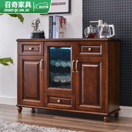 接运猫饮水机茶吧机家用全自动智能茶水柜带消毒2023新款实木轻奢一体柜 冰温热 6626胡桃色带消毒