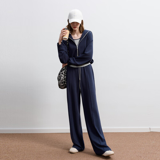 Sancai 2025 Autumn New Casual Three-piece Navy Collar Jacket T-shirt Straight Pants Suit Pants S Navy M 160/84A