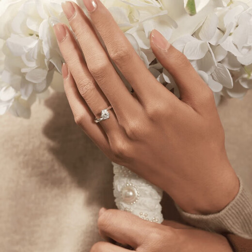 DR Proposal Diamond Ring K Gold/PT950 Platinum Elegant Snowflake Moissanite Diamond Ring Wedding Valentine's Day Birthday Gift 1 Carat D-E Color/Extreme White Gift Box + Certificate PT950 Closed (Remark Number)