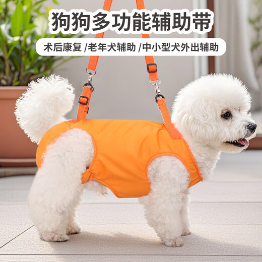New dog auxiliary belt for outdoor traction and walking, rear leg auxiliary belt, elderly pet auxiliary belt, orange L, bust 47-65cm