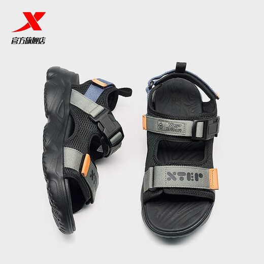 
XTEP (XTEP) cat claw sandals men's summer new breathable casual sandals couple versatile straggling outdoor sandals beach shoes versatile black/fir green 0004-men 41