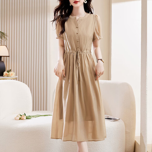 Olj Light Luxury Brand-Kleid für Frauen im Sommer 2025 neuer Stil, hüftrütetes und schlankes cooles und komfortables Rock. Grau XL 120-130jin [Jin ist 0,5 kg]