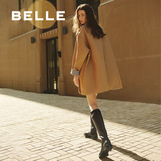 Belle Texturet Knight Boots for Women 2025 Winter New Mall То же самое подлинное кожа.