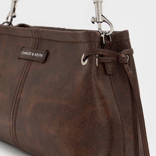 CHARLES&KEITH25秋季新品复古简约手提小方包斜挎包CK2-50671788 Distressed Coffee咖啡色 S