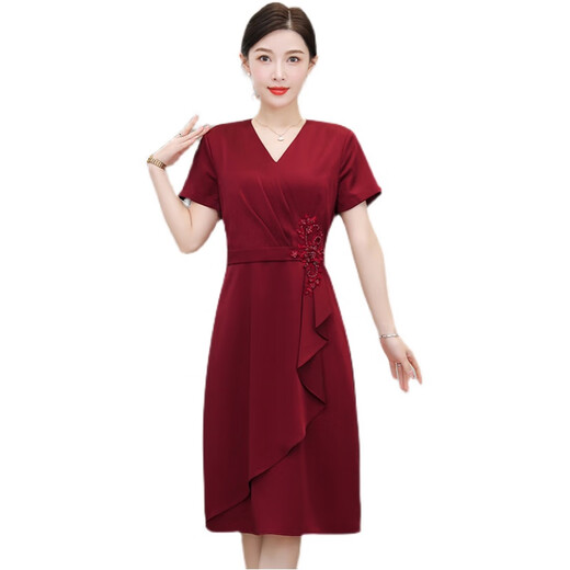 La ropa festiva usada por el hijo y la suegra de Xiang Ge durante el vestido de novia del Día Nacional de Verano se puede usar en rojo pequeño [6197 Calidad original] L [sugerido 110Jin [Jin equivale a 0.5 kg] por debajo]