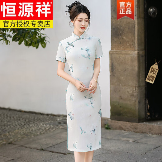 恒源祥香云纱重磅真丝改良旗袍裙走女高端大牌桑蚕丝中年洋气妈妈连衣裙 母亲节-826款 4XL 135-145斤