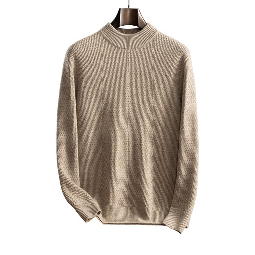 
Mongolian cashmere Ordos City cashmere sweater men's autumn and winter thickened half-high neck base sweater casual pullover loose wool sweater beige L 130-------150Jin [Jin equals 0.5 kg]