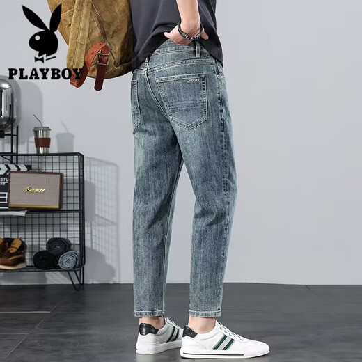 
Playboy Crispy Jeans Men's Summer New Stretch Slim Small Feet Thin Jeans Men's Loose Straight Casual Trousers 9720 28