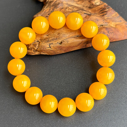 Yuzhi Natural Beeswax Collection Grade Armband Alte Bienenwachs Hühnöl Gelbbber Runde Perlen Männer und Frauen Armband mit Zertifikat Geschenke etwa 13,6 mm G679 Sammlung Waisenkind 22,75g