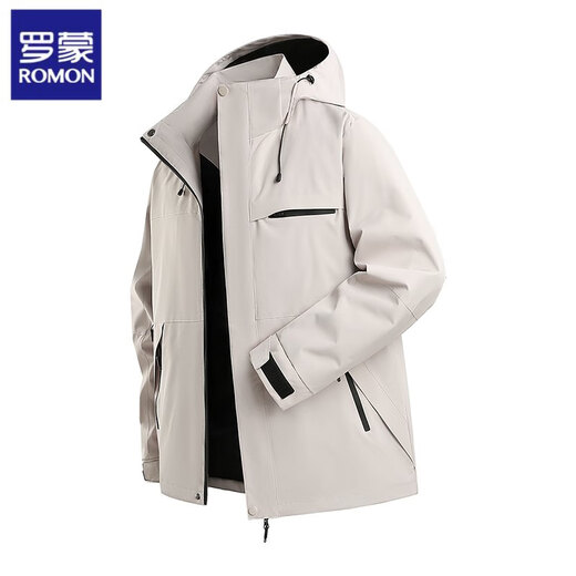 ROMON three-in-one jacket for men and women detachable jacket 2025 autumn new velvet thickened windproof and waterproof jacket for men A623-2668 Oxidized Orange XL