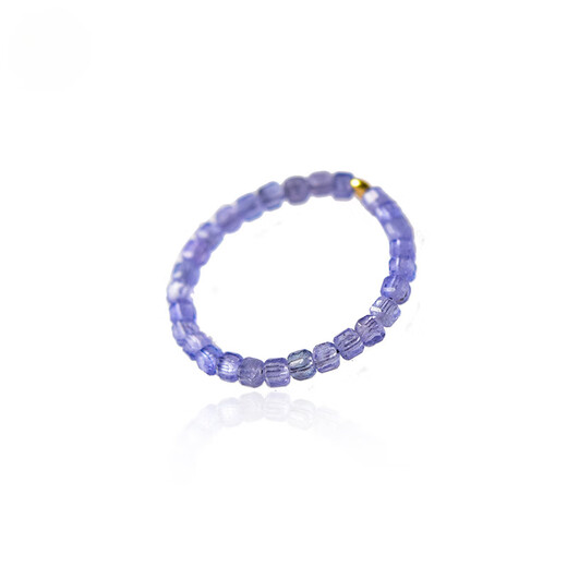 Companion blessing tanzanite ring for women, light luxury niche crystal small sugar cube ring for men, self-discipline couple ring, index finger tail ring, bead diameter is about 2mm - ring ring is about 10#