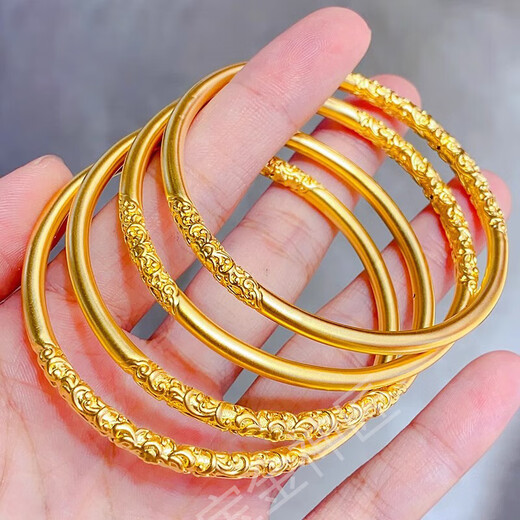 Gold Curly Grass Pattern Ancient Method Inherited Ring Bracelet for Women 999 Gold Clad Silver Fashion Wedding Gift for Girlfriend 5MM Curly Grass Pattern Bracelet 64 Circles