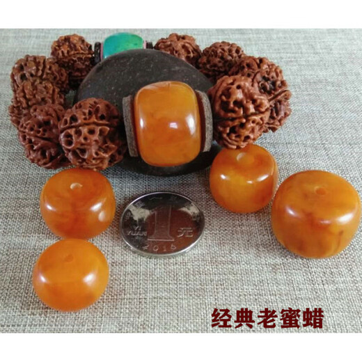 Mu Huanxun natural beeswax bucket beads wheel beads old type beads loose beads pier diamond star moon bodhi top beads with beads spacer beads old honey dark red diameter 18 thick 13mm