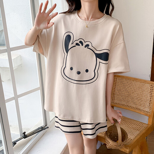 UKUHPK短袖睡衣女夏季居家服卡通学生版套装少女卡通甜美可爱加肥加大 680帕恰狗+679绿恐龙 M 【80-98斤】