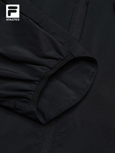 Fila Damens gewebte Jacke 2025 Sommer neuer Outdoor-Sport Slim Slim Kapuzenkapsel Top Dark Black-BK XS 155/76A/XS