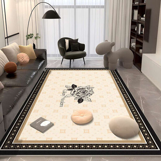 Carpet New Chinese Style Living Room Light Luxury High-end Chinese Style Sofa Tea Table Bedroom Bedside Carpet Study Tea Room Large Area RM6169 120cm*160cm [Crystal Fleece]