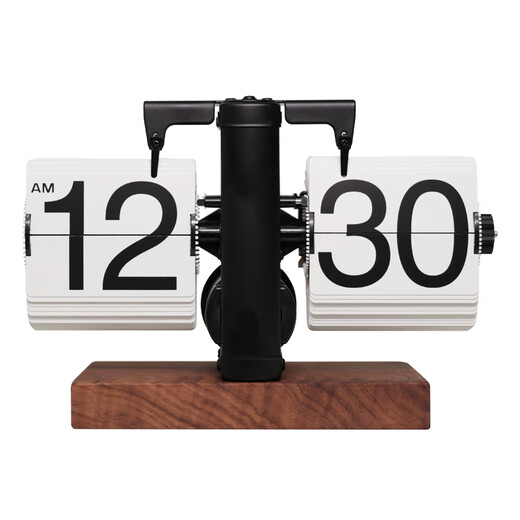 Momen mechanical automatic page-turning clock, retro Nordic simple style clock, living room personalized desktop creative ornament solid wood base clock