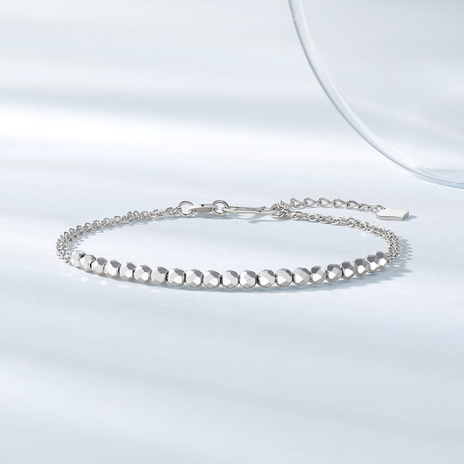 Chao Acer Explosive Blonde Beads Platinum Bracelet Women's PT950 Hand Jewelry Stacked High-Level Gift Priced at 380 Yuan 4.15g, Chain Length Approximately 16cm + Tail Chain