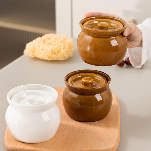 Oupinyuan earthenware stew pot water-proof red bird soup steamed egg stew pot with lid soup pot Chinese Shaxian snack ceramic simmering soup pot white 500ML single pack