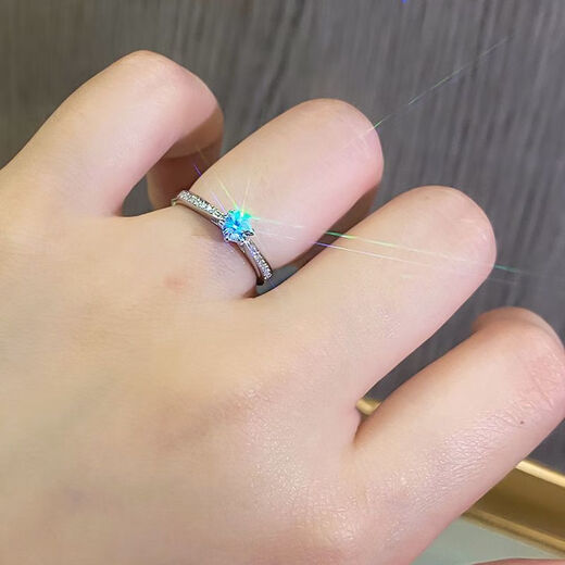 18pt950 moissanite diamond ring for women, fashionable classic six-claw straight arm 30-cent diamond ring for engagement ring 2g 30-cent size 8