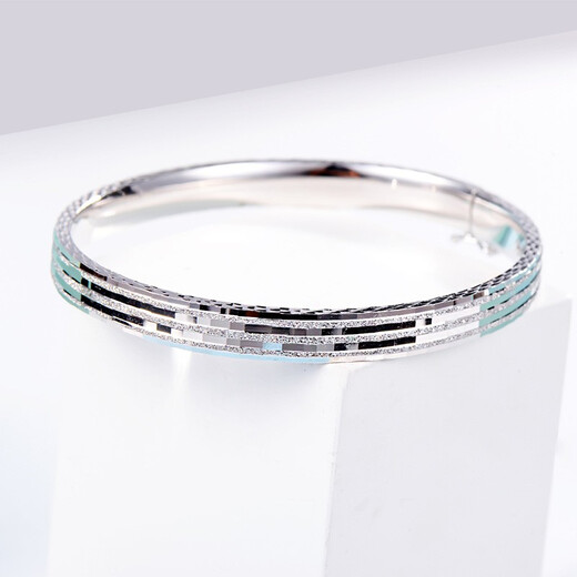 Yuan Shengfu's new PT950 high-quality nail polished platinum bracelet, fashionable women's platinum bracelet, concubine bracelet, 17.81 grams, ring mouth 56mm