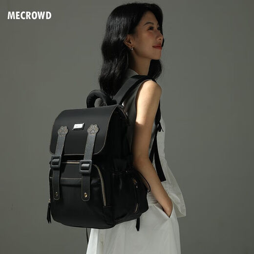 MECROWD妈咪包双肩包2025大容量大功能妈妈外出轻便背奶包手提母婴包 黑色