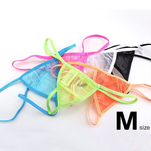 New men's string thong mesh elastic see-through thin exposed transparent thong mesh underpants T-pants white XL