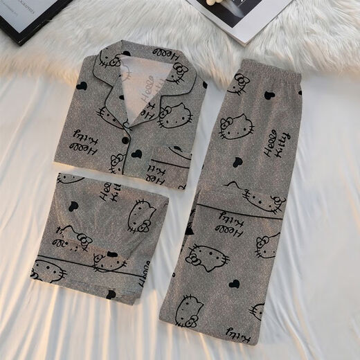 Pajama de pájaros carpinteros de pájaro cartilé de algodón puro de algodón puro de algodón puro de manga corta de tres piezas.