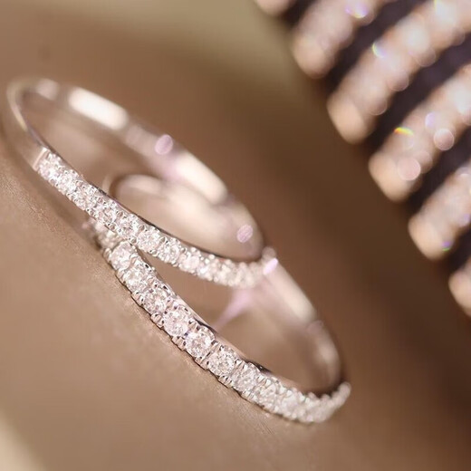 Jiaye Peninsula Bear Lightyear 18k gold row diamond ring women's row full diamond natural group setting 5 40 points stone color FG diamond clarity VS No. 16 18k rose gold