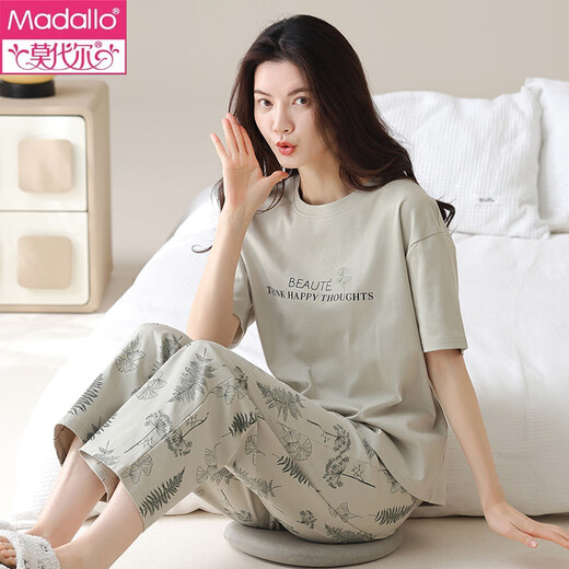 Modal Cotton Damen Pyjama Set Summer Bequeme Pure Cotton Kurzärmel-Cartoon-Hosen koreanische Kleidung im koreanischen Stil kann im Freien für den Sommer Y9717 M (vorgeschlagen 75-95jin [Jin gleich 0,5 kg])