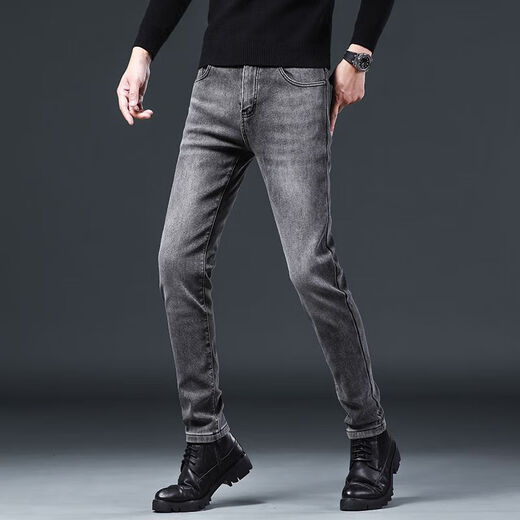 Jeep Spirit Подлинные джинсы Jeep High-класса для мужчин Slim Stright Lemport Thin Elastic Small Small Business Casual Длинные брюки для мужчин 1049 серый обычный обычный размер.