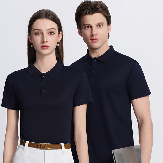 POLO shirt Jingxi self-operated counter quality men's and women's summer casual versatile short-sleeved T-shirts navy blue 4XL