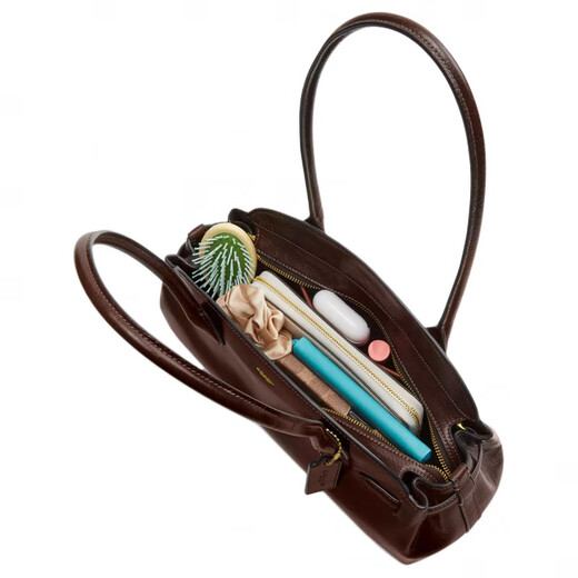 Coach Empire Carryall 34 Brand Logo Reißverschluss Verschluss verglaste Lederhandtasche Umhängetasche alte Version - Glasurbeutel (Bag + Staubbeutel)