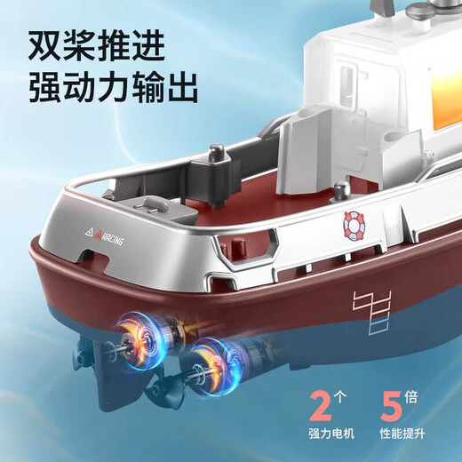 Children RC Mini télécommande de télécommande TUGBOAT Speepboat Boy Charges Water Toy Simulation Roue télécarrière modèle MinI Remote Control Tugboat Double Motor + Light + Configuration standard officielle réglable