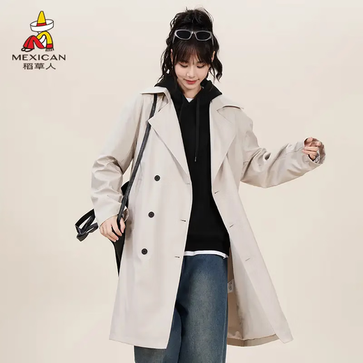 Scarecrow (MEXICAN) windbreaker for men and women, spring and autumn youth fashion casual loose jacket mid-length versatile jacket khaki L