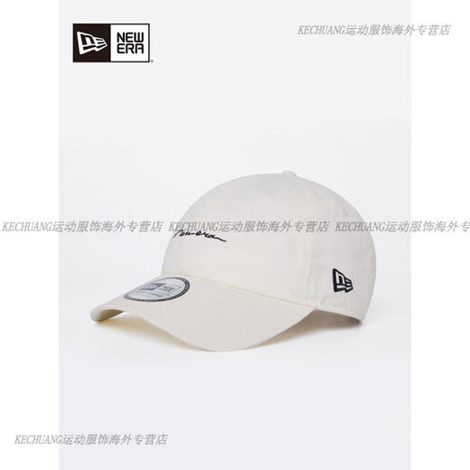 NEW ERA Summer handwritten LOGO curved brim baseball hat for men and women soft top sunshade peaked cap fashion 13792915-Navy Blue Adjustable