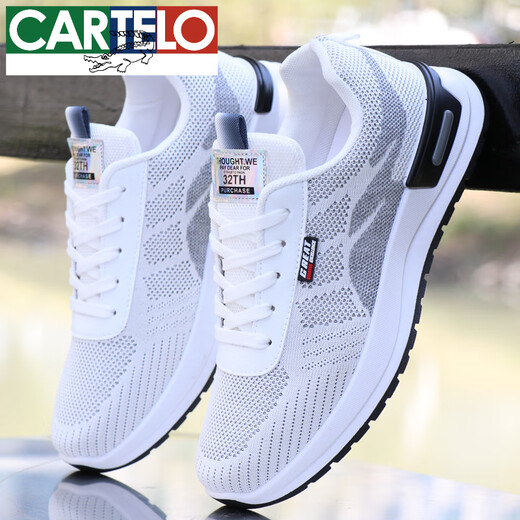 
CARTELO men's shoes summer breathable and odor-proof mesh shoes men's casual sports running shoes soft sole non-slip wear-resistant work shoes men A-881 gray 42 (standard size)