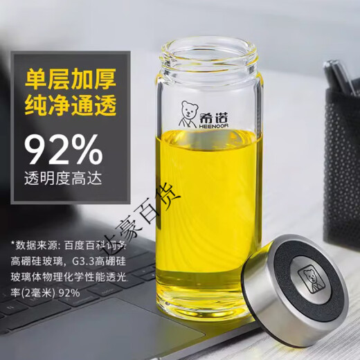 Copa de regalos de oficina de vidrio de una sola capa Heenoor Copa de regalo portátil al aire libre para hombres y mujeres XN-6015 XN-6190- (con filtro de té) 280ml