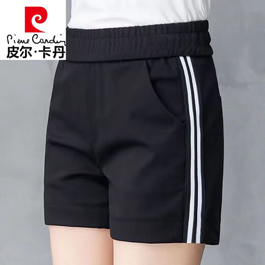Pierre Cardin, vêtements de mère d'âge moyen, shorts décontractés lâches et polyvalents pour femmes 2025 Été Nouveau taille haute minceur de sports à cinq points Black Black [9928] M recommandé 80-90jin [Jin est égal à 0,5 kg]