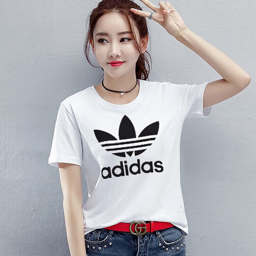 阿迪达斯 （adidas）女装夏季新款透气圆领短袖t恤运动休闲时尚半袖 CV9889 S