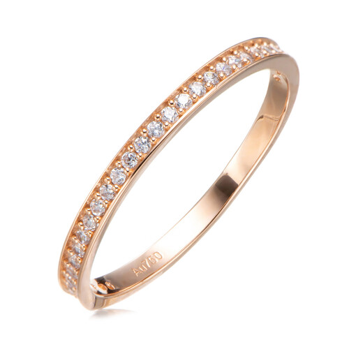 Kawamori wide diamond row 18K rose gold ring for women Au750 thick lines solid real gold inlaid with zirconium color gold women's size 10