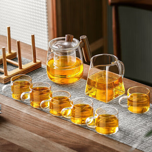 Eight Thousand Lines Tea Set Complete Tea Maker Set Glass Teapot Tea Cup Set Office Home Drinking Kung Fu Tea Set