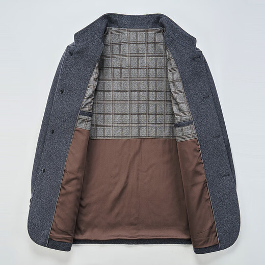 BOSS Men's Woolen Jacket 2025 New Winter Chinese Stand Collar Full Wool Suit Men's Tunic Suit Black XL 180