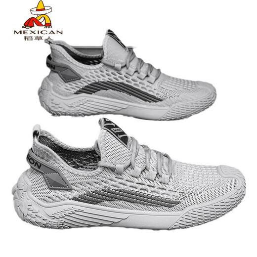 Vogelscheuche (mexikanische) Herrenschuhe 2025 NEUER SOMMER AMMABLEHALTE DIH Casual Wear-Resistant Sports Mesh Schuhe, das fliegende Mesh Vielseitige trendige Schuhe 9893 Grau 39 läuft