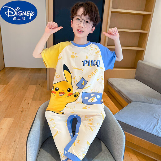 Disney (Disney) Ropa para niños, pijamas de una pieza para niños, algodón de algodón, saco de dormir anti-patada de manga corta de verano, niños grandes, niños grandes G-9928# Egg 170 14 Altura de tamaño 120-130cm50-60Jin [Jin equivale a 0.5 kg]