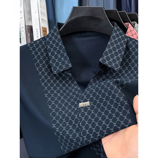 GY goldlion Jinlilai summer new scissor collar short-sleeved T-shirt for men for business casual skin-friendly comfortable and relaxed versatile half-sleeved WSTB/759 gray-green short-sleeved T-shirt L 115-135Jin [Jin equals 0.5 kg]