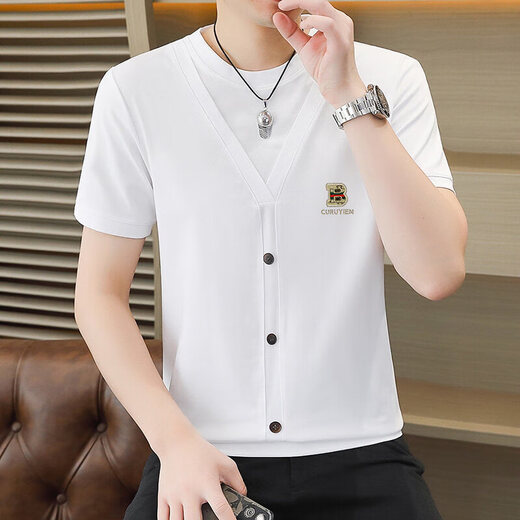 Jingpufei Paul T-shirt à manches courtes pour hommes Summer Style mince décontracté (Paul) Q6625 Gray M 90-110Jin [Jin est égal à 0,5 kg]